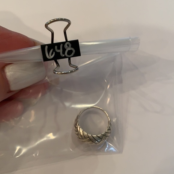 Sterling silver chevron print simple 925 wide ring - Picture 7 of 7